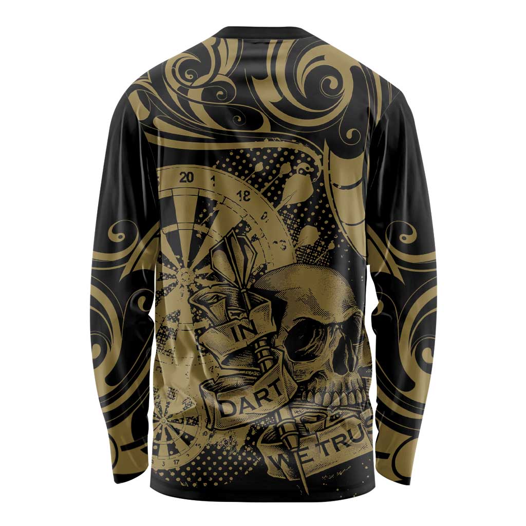 New Zealand Darts Long Sleeve Shirt Skull In Dart We Trust Maori Pattern LT14 - Polynesian Pride