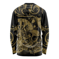 New Zealand Darts Long Sleeve Shirt Skull In Dart We Trust Maori Pattern LT14 - Polynesian Pride