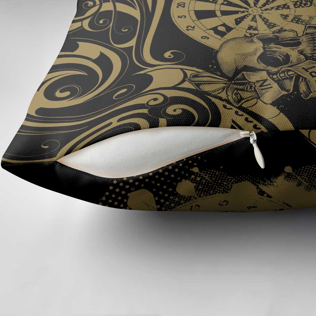 New Zealand Darts Pillow Cover Skull In Dart We Trust Maori Pattern LT14 - Polynesian Pride