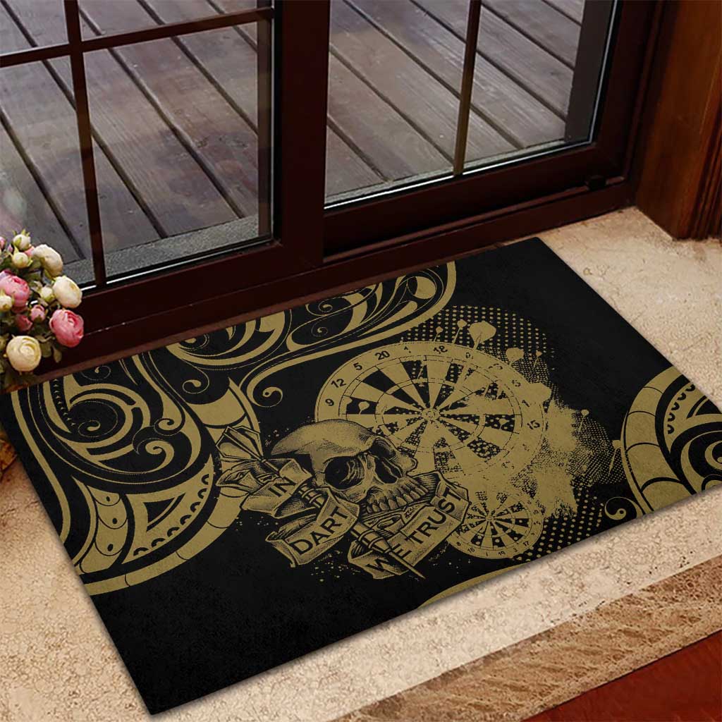 New Zealand Darts Rubber Doormat Skull In Dart We Trust Maori Pattern LT14 - Polynesian Pride
