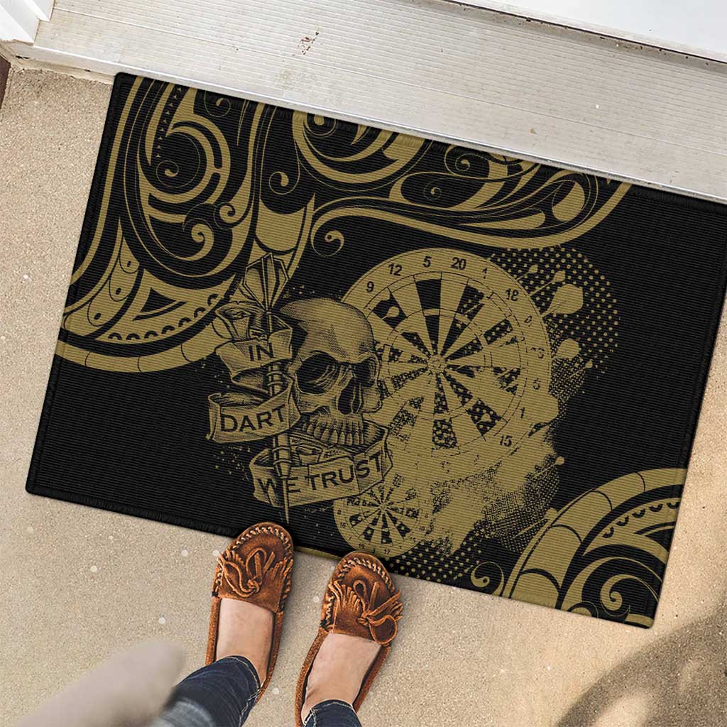 New Zealand Darts Rubber Doormat Skull In Dart We Trust Maori Pattern LT14 - Polynesian Pride