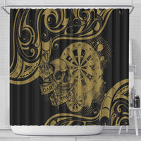 New Zealand Darts Shower Curtain Skull In Dart We Trust Maori Pattern LT14 - Polynesian Pride