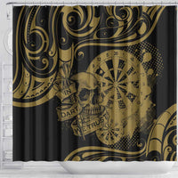 New Zealand Darts Shower Curtain Skull In Dart We Trust Maori Pattern LT14 - Polynesian Pride