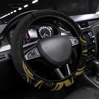 New Zealand Darts Steering Wheel Cover Skull In Dart We Trust Maori Pattern LT14 Universal Fit Gold - Polynesian Pride