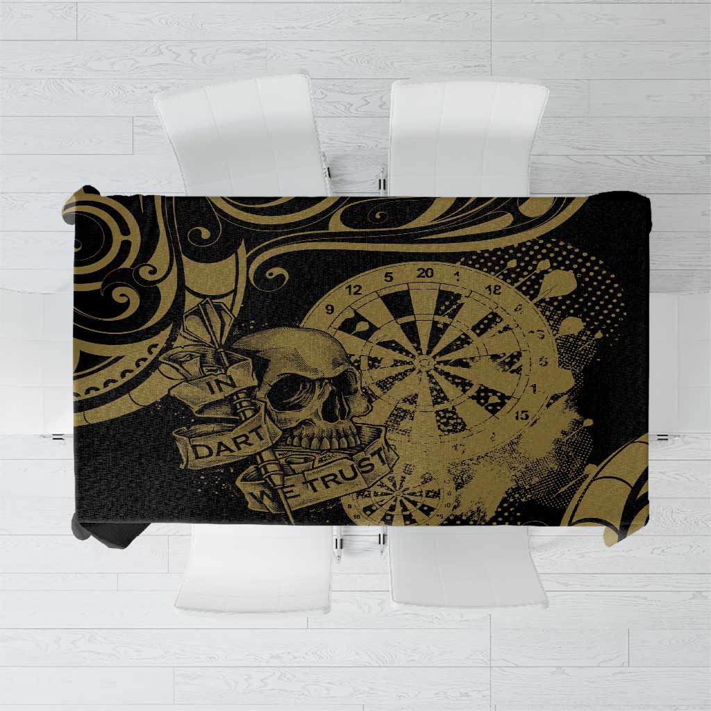 New Zealand Darts Tablecloth Skull In Dart We Trust Maori Pattern LT14 Gold - Polynesian Pride