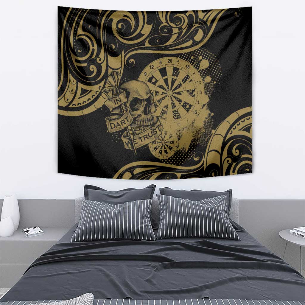 New Zealand Darts Tapestry Skull In Dart We Trust Maori Pattern LT14 - Polynesian Pride