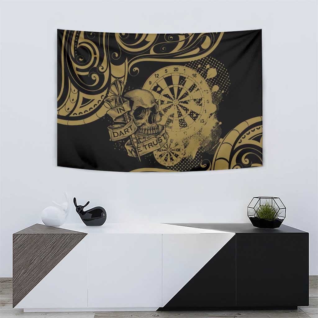 New Zealand Darts Tapestry Skull In Dart We Trust Maori Pattern LT14 - Polynesian Pride