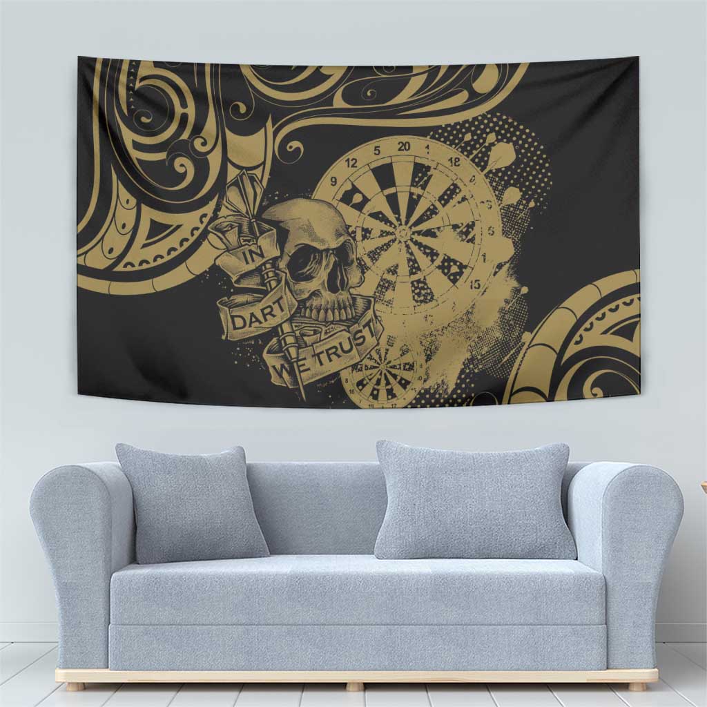 New Zealand Darts Tapestry Skull In Dart We Trust Maori Pattern LT14 - Polynesian Pride