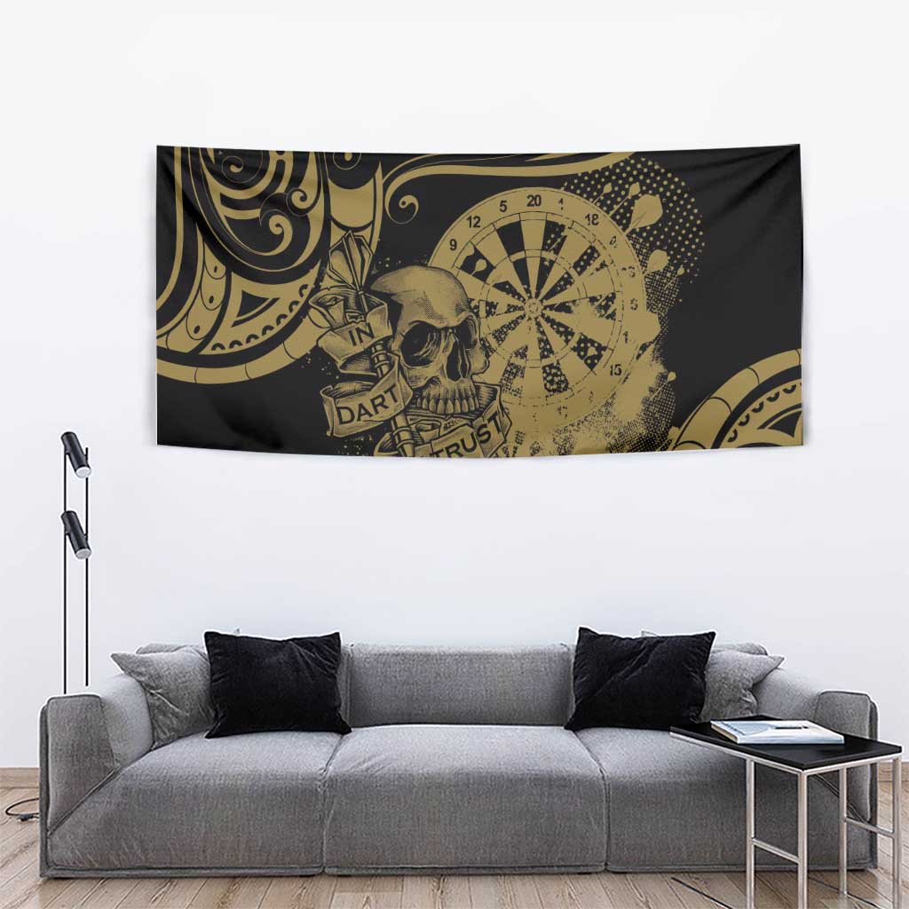 New Zealand Darts Tapestry Skull In Dart We Trust Maori Pattern LT14 - Polynesian Pride