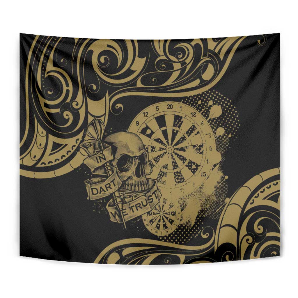 New Zealand Darts Tapestry Skull In Dart We Trust Maori Pattern LT14 - Polynesian Pride