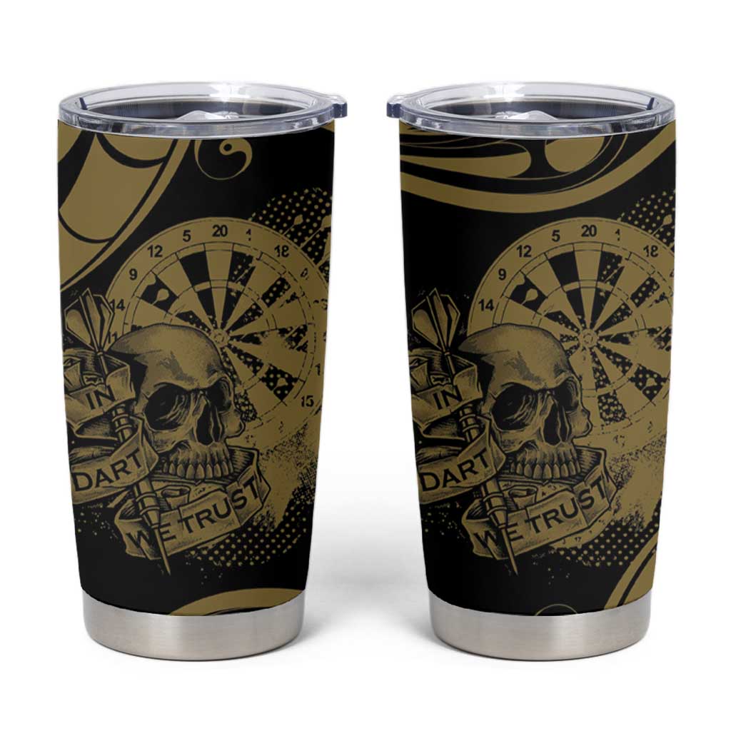 New Zealand Darts Tumbler Cup Skull In Dart We Trust Maori Pattern LT14 Gold - Polynesian Pride