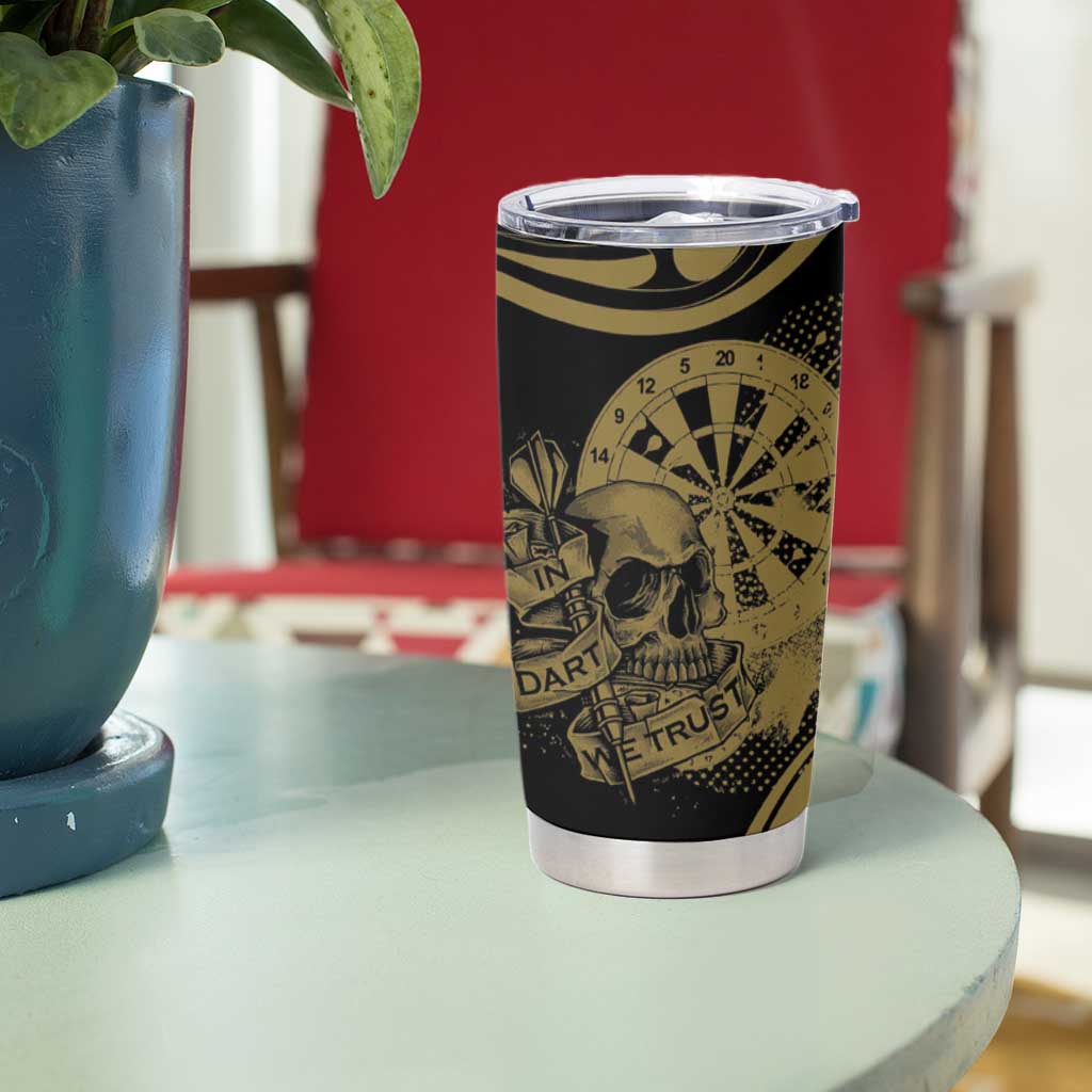 New Zealand Darts Tumbler Cup Skull In Dart We Trust Maori Pattern LT14 - Polynesian Pride