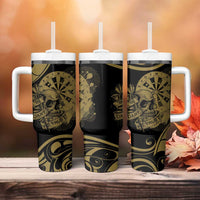 New Zealand Darts Tumbler With Handle Skull In Dart We Trust Maori Pattern LT14 - Polynesian Pride