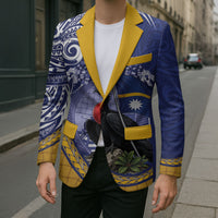 Magnificent Frigatebird Nauru Blazer Pandanus Weaving Polynesian Pattern LT14 - Polynesian Pride