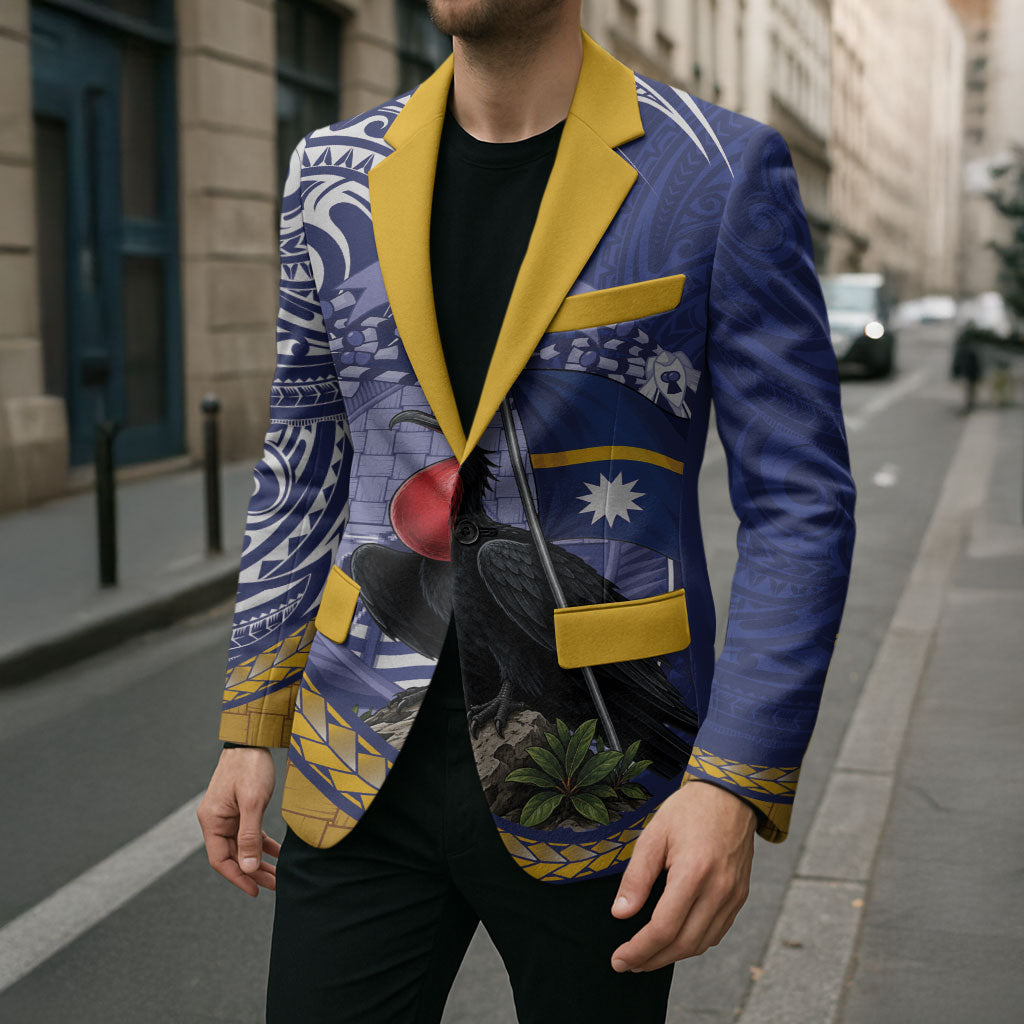 Magnificent Frigatebird Nauru Blazer Pandanus Weaving Polynesian Pattern LT14 - Polynesian Pride