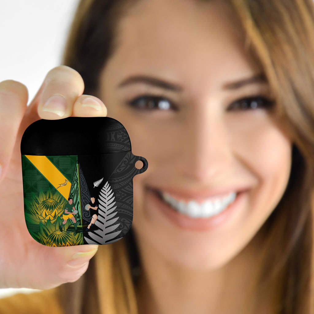 New Zealand and South Africa Rugby AirPods Case Ultimate Rivalry All Black Springboks LT14 - Polynesian Pride