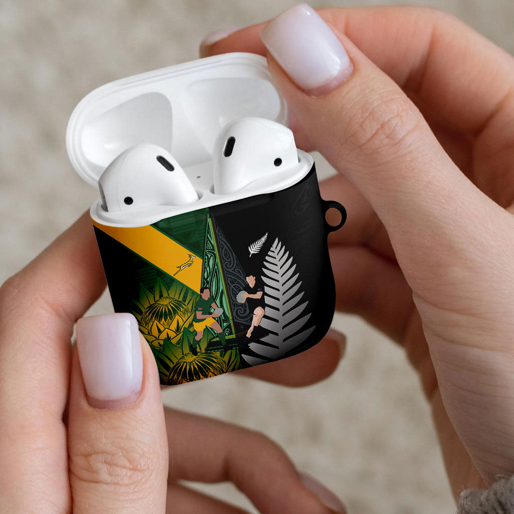 New Zealand and South Africa Rugby AirPods Case Ultimate Rivalry All Black Springboks LT14 - Polynesian Pride