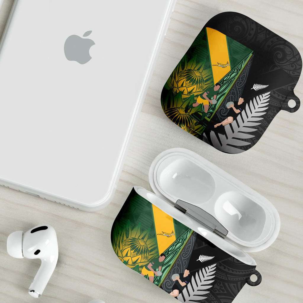 New Zealand and South Africa Rugby AirPods Case Ultimate Rivalry All Black Springboks LT14 - Polynesian Pride