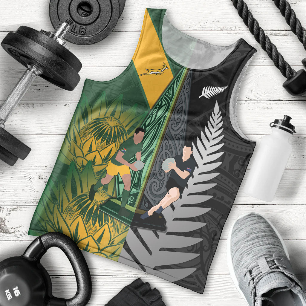 New Zealand and South Africa Rugby Custom Men Tank Top Ultimate Rivalry All Black Springboks LT14 - Polynesian Pride
