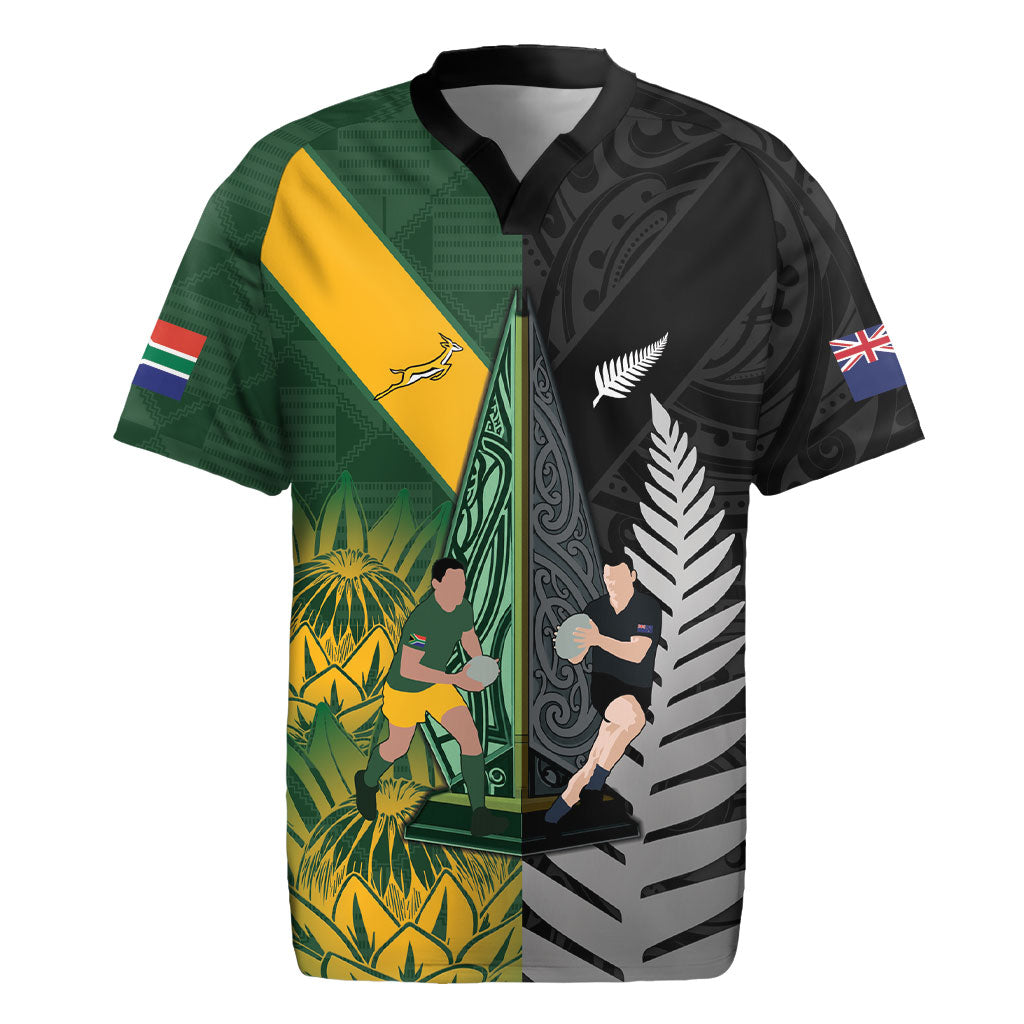New Zealand and South Africa Rugby Custom Rugby Jersey Ultimate Rivalry All Black Springboks LT14 Multicolor - Polynesian Pride