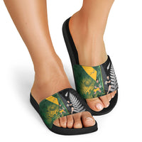New Zealand and South Africa Rugby Slide Sandals Ultimate Rivalry All Black Springboks LT14 - Polynesian Pride