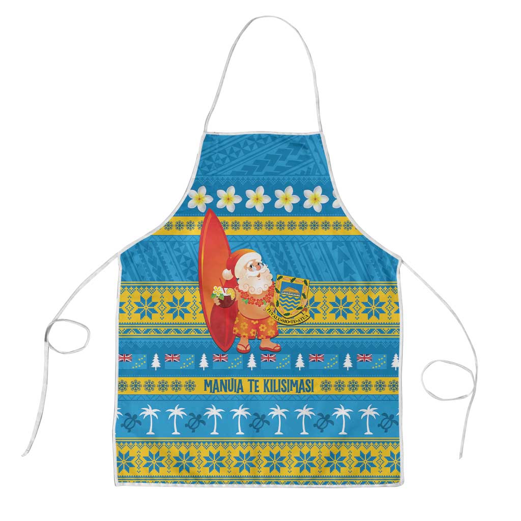 Tuvalu Christmas Apron Cute Santa Manuia te Kilisimasi LT14 Blue - Polynesian Pride