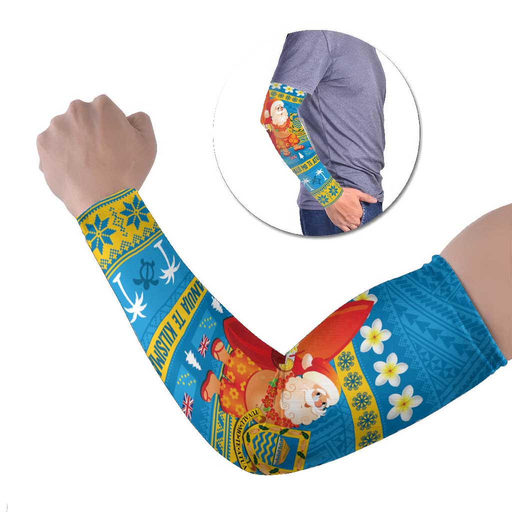 Tuvalu Christmas Arm Sleeves Cute Santa Manuia te Kilisimasi LT14 Set of 2 Blue - Polynesian Pride