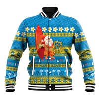 Tuvalu Christmas Baseball Jacket Cute Santa Manuia te Kilisimasi LT14 Unisex Blue - Polynesian Pride
