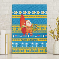 Tuvalu Christmas Canvas Wall Art Cute Santa Manuia te Kilisimasi LT14 Without Frame Blue - Polynesian Pride