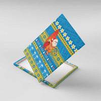 Tuvalu Christmas Canvas Wall Art Cute Santa Manuia te Kilisimasi LT14 With Frame Blue - Polynesian Pride