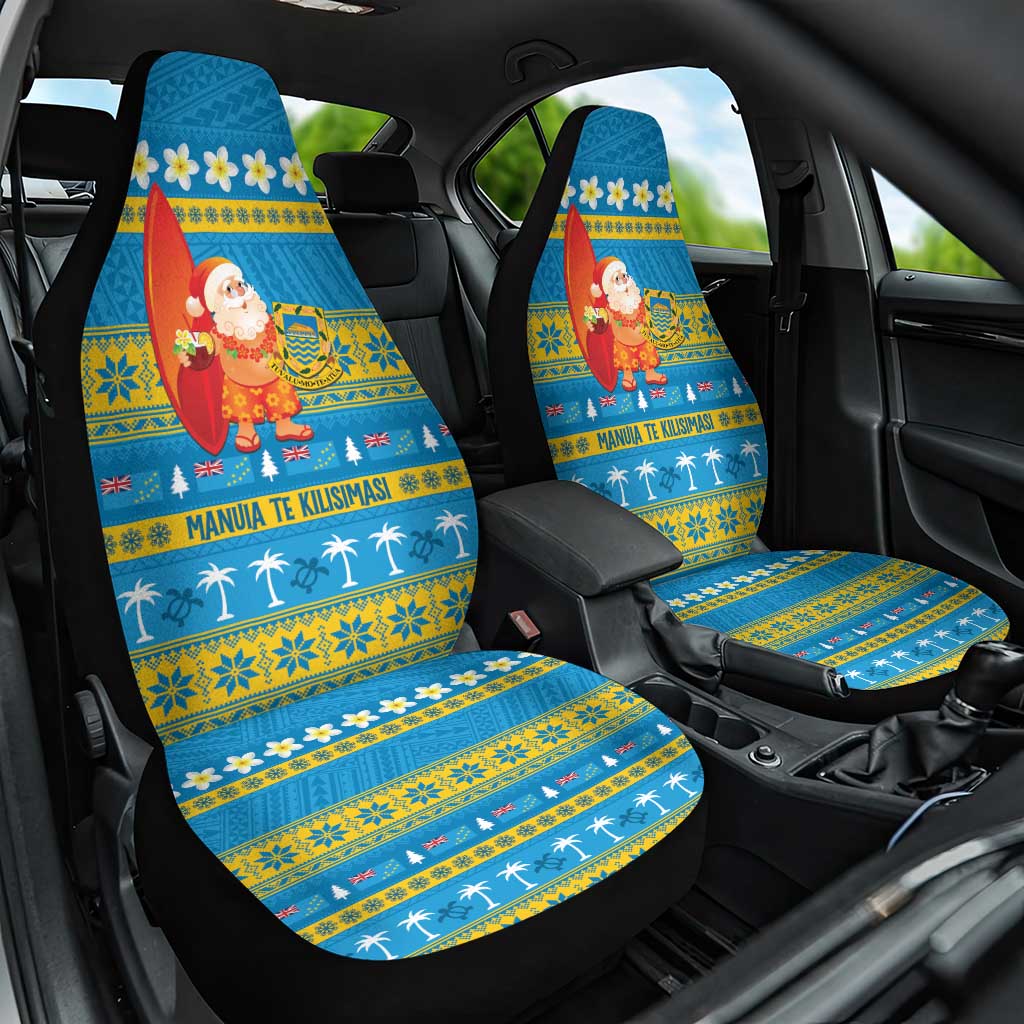 Tuvalu Christmas Car Seat Cover Cute Santa Manuia te Kilisimasi LT14 One Size Blue - Polynesian Pride