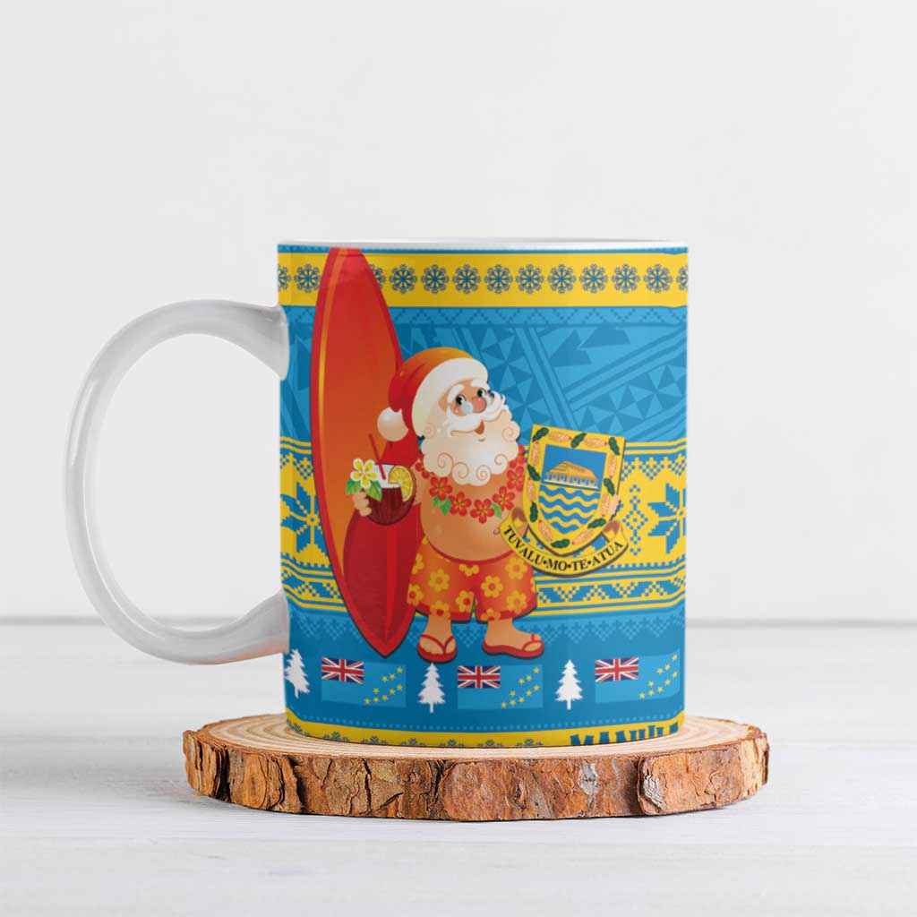 Tuvalu Christmas Ceramic Mug Cute Santa Manuia te Kilisimasi LT14 Blue - Polynesian Pride
