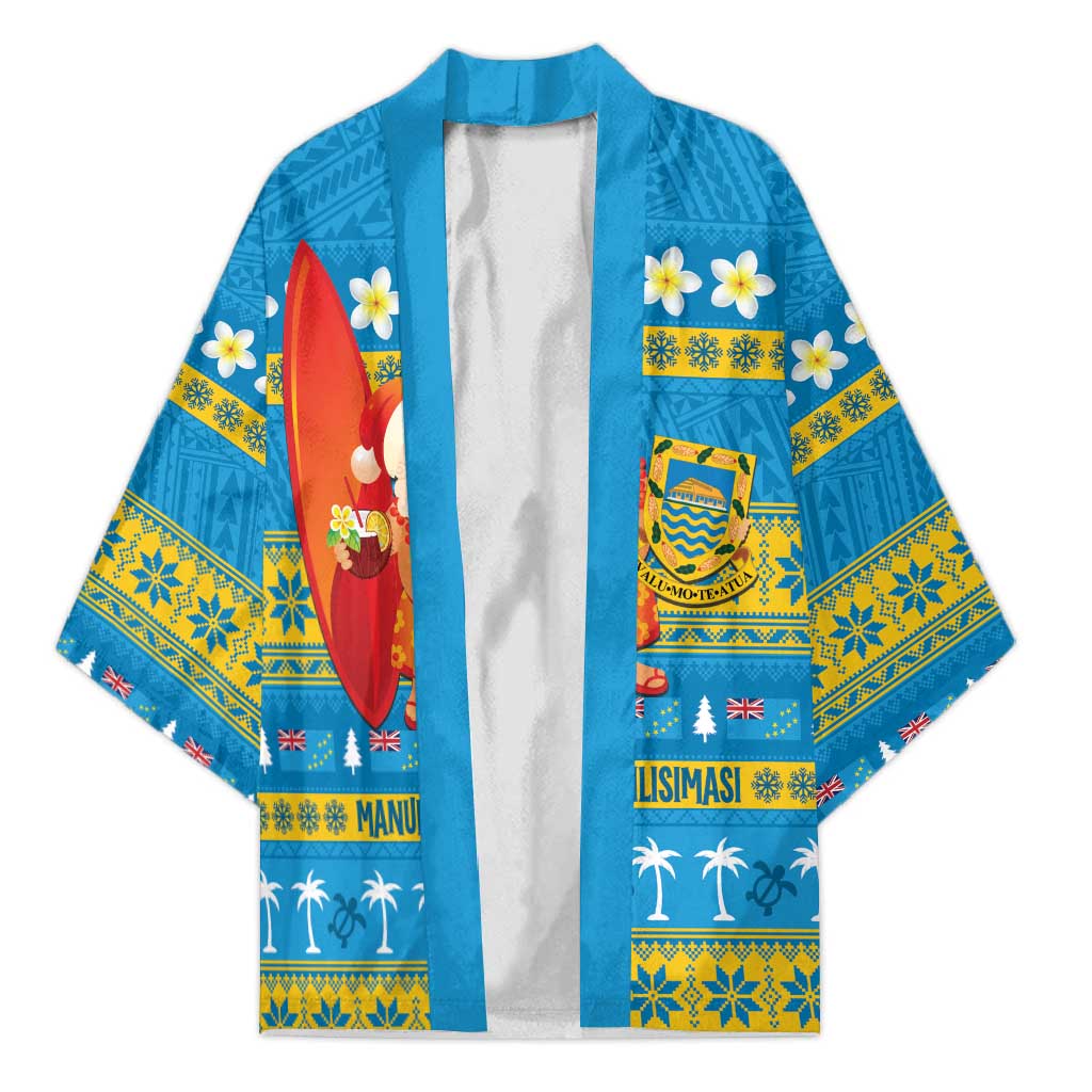 Tuvalu Christmas Kimono Cute Santa Manuia te Kilisimasi LT14 Unisex Blue - Polynesian Pride