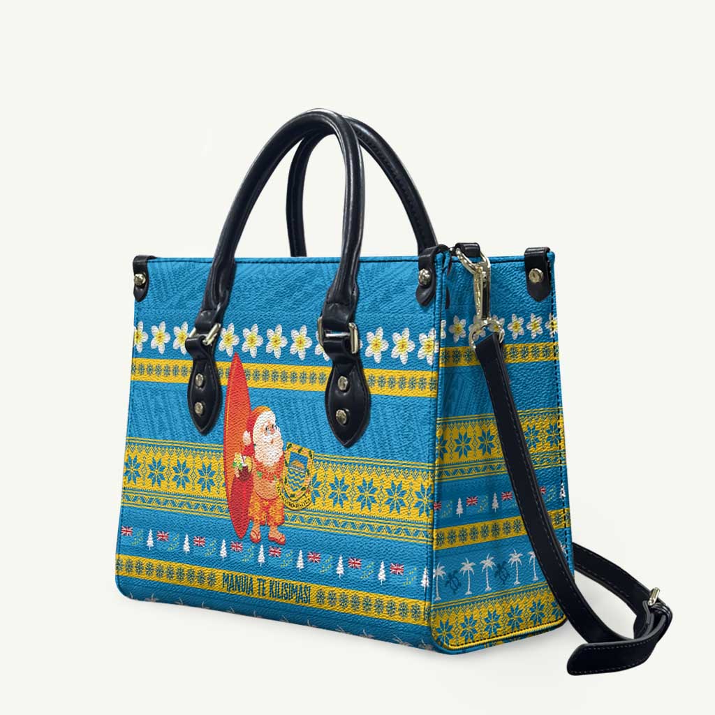 Tuvalu Christmas Leather Bag Cute Santa Manuia te Kilisimasi LT14 Blue - Polynesian Pride