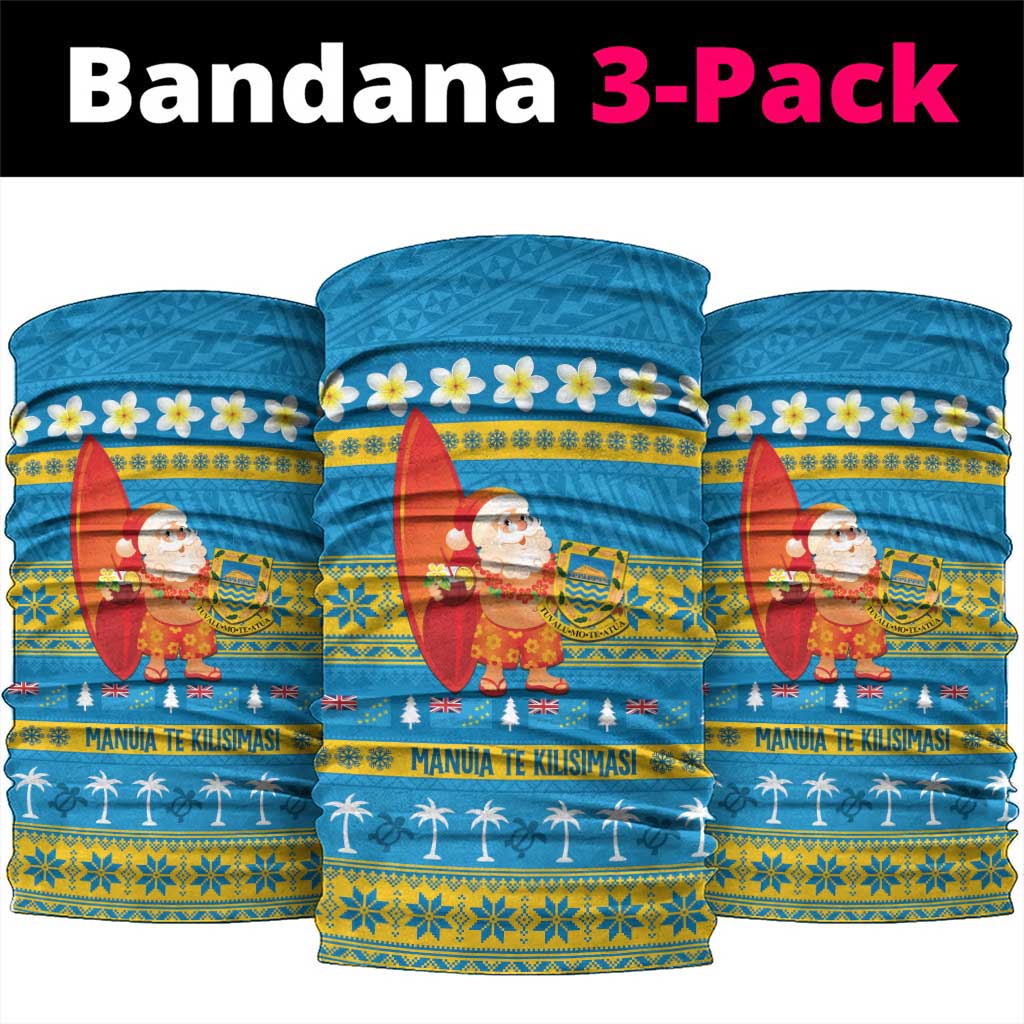 Tuvalu Christmas Neck Gaiter Cute Santa Manuia te Kilisimasi LT14 package One Size: 25*50cm Blue - Polynesian Pride
