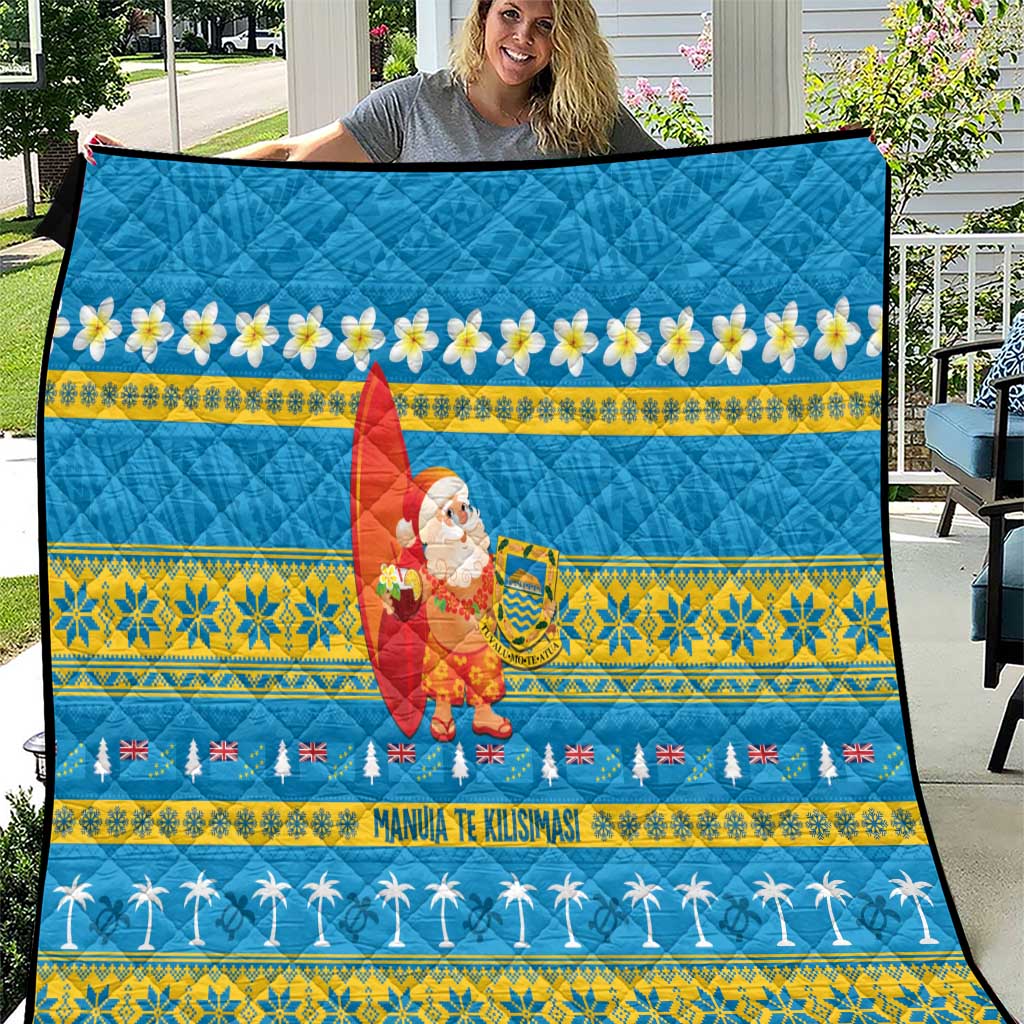 Tuvalu Christmas Quilt Cute Santa Manuia te Kilisimasi LT14 Blue - Polynesian Pride