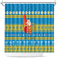 Tuvalu Christmas Shower Curtain Cute Santa Manuia te Kilisimasi LT14 Blue - Polynesian Pride