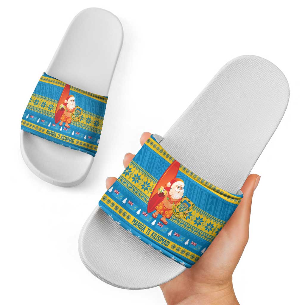 Tuvalu Christmas Slide Sandals Cute Santa Manuia te Kilisimasi LT14 - Polynesian Pride