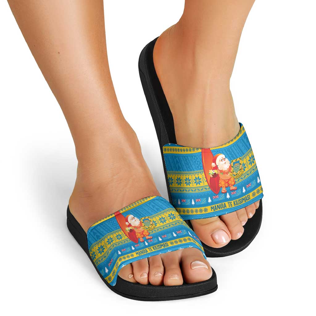Tuvalu Christmas Slide Sandals Cute Santa Manuia te Kilisimasi LT14 - Polynesian Pride