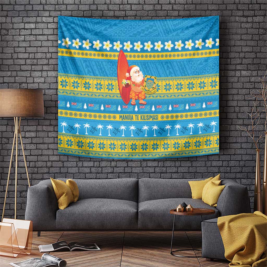Tuvalu Christmas Tapestry Cute Santa Manuia te Kilisimasi LT14 Blue - Polynesian Pride