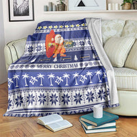 Nauru Christmas Blanket Cute Santa Coat Of Arms Merry Xmas LT14 Navy Blue - Polynesian Pride