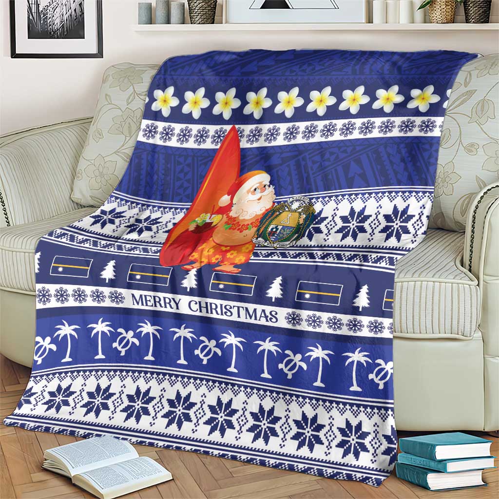 Nauru Christmas Blanket Cute Santa Coat Of Arms Merry Xmas LT14 - Polynesian Pride