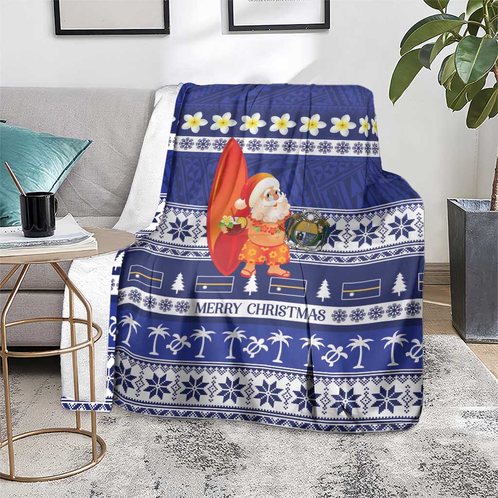Nauru Christmas Blanket Cute Santa Coat Of Arms Merry Xmas LT14 - Polynesian Pride