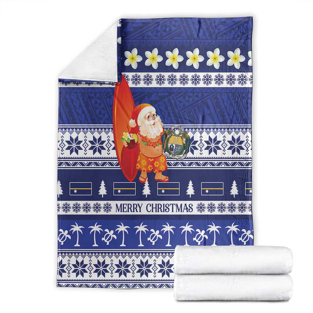 Nauru Christmas Blanket Cute Santa Coat Of Arms Merry Xmas LT14 - Polynesian Pride