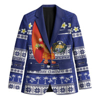 Nauru Christmas Blazer Cute Santa Coat Of Arms Merry Xmas LT14 Unisex Navy Blue - Polynesian Pride