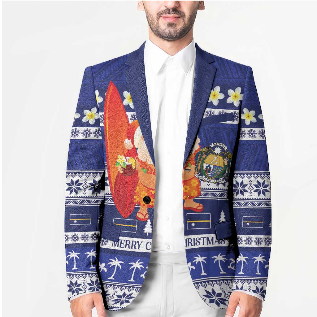 Nauru Christmas Blazer Cute Santa Coat Of Arms Merry Xmas LT14 - Polynesian Pride