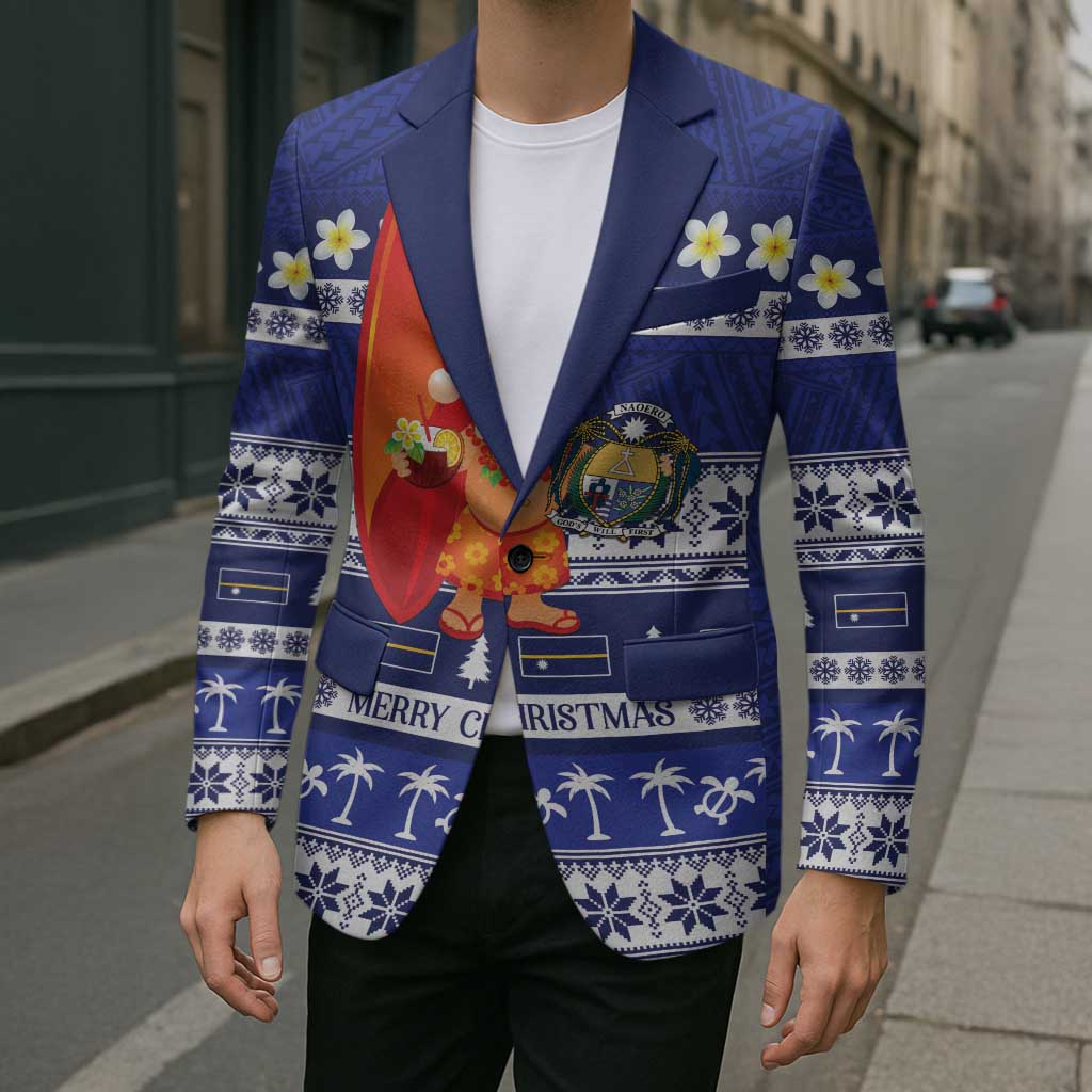 Nauru Christmas Blazer Cute Santa Coat Of Arms Merry Xmas LT14 - Polynesian Pride