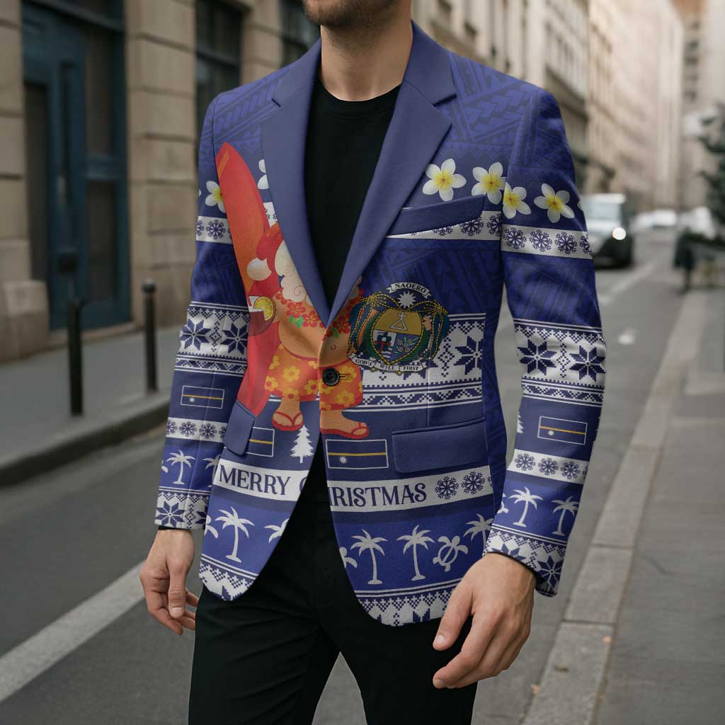 Nauru Christmas Blazer Cute Santa Coat Of Arms Merry Xmas LT14 - Polynesian Pride