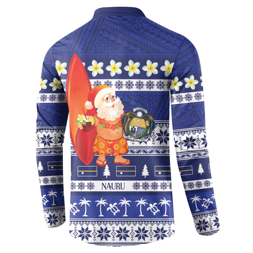 Nauru Christmas Button Sweatshirt Cute Santa Coat Of Arms Merry Xmas LT14 - Polynesian Pride