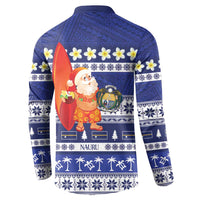 Nauru Christmas Button Sweatshirt Cute Santa Coat Of Arms Merry Xmas LT14 - Polynesian Pride